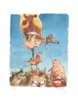 Affiche, Boucq : Vache funambule numéroté - signé 40 x 50 cm